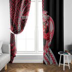 Personalized Essendon Bombers Window Curtain Polynesian Tribal Bomber Pilot Mascot With Hibiscus Floral Art