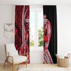 Personalized Essendon Bombers Window Curtain Polynesian Tribal Bomber Pilot Mascot With Hibiscus Floral Art