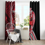 Personalized Essendon Bombers Window Curtain Polynesian Tribal Bomber Pilot Mascot With Hibiscus Floral Art