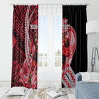 Personalized Essendon Bombers Window Curtain Polynesian Tribal Bomber Pilot Mascot With Hibiscus Floral Art