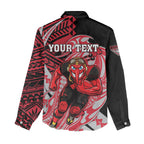 Personalized Essendon Bombers Women Casual Shirt Polynesian Tribal Bomber Pilot Mascot With Hibiscus Floral Art