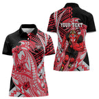 Personalized Essendon Bombers Women Polo Shirt Polynesian Tribal Bomber Pilot Mascot With Hibiscus Floral Art