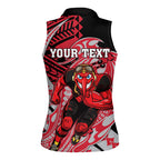 Personalized Essendon Bombers Women Sleeveless Polo Shirt Polynesian Tribal Bomber Pilot Mascot With Hibiscus Floral Art