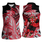 Personalized Essendon Bombers Women Sleeveless Polo Shirt Polynesian Tribal Bomber Pilot Mascot With Hibiscus Floral Art