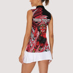 Personalized Essendon Bombers Women Sleeveless Polo Shirt Polynesian Tribal Bomber Pilot Mascot With Hibiscus Floral Art