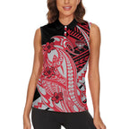 Personalized Essendon Bombers Women Sleeveless Polo Shirt Polynesian Tribal Bomber Pilot Mascot With Hibiscus Floral Art