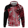 Personalized Essendon Bombers Zip Hoodie Polynesian Tribal Bomber Pilot Mascot With Hibiscus Floral Art