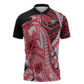 Personalized Essendon Bombers Zipper Polo Shirt Polynesian Tribal Bomber Pilot Mascot With Hibiscus Floral Art