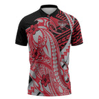 Personalized Essendon Bombers Zipper Polo Shirt Polynesian Tribal Bomber Pilot Mascot With Hibiscus Floral Art