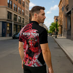 Personalized Essendon Bombers Zipper Polo Shirt Polynesian Tribal Bomber Pilot Mascot With Hibiscus Floral Art