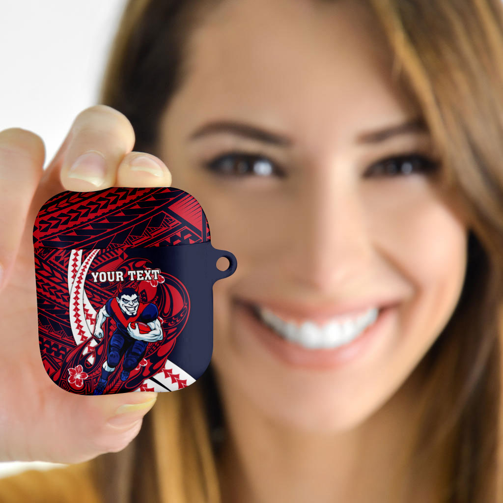 Personalized Melbourne Demons AirPods Case Polynesian Tribal Demon Mascot With Hibiscus Floral Art