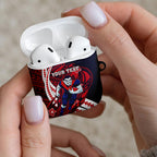 Personalized Melbourne Demons AirPods Case Polynesian Tribal Demon Mascot With Hibiscus Floral Art
