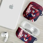 Personalized Melbourne Demons AirPods Case Polynesian Tribal Demon Mascot With Hibiscus Floral Art