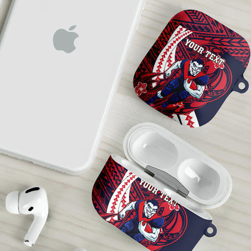 Personalized Melbourne Demons AirPods Case Polynesian Tribal Demon Mascot With Hibiscus Floral Art