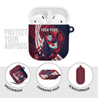 Personalized Melbourne Demons AirPods Case Polynesian Tribal Demon Mascot With Hibiscus Floral Art