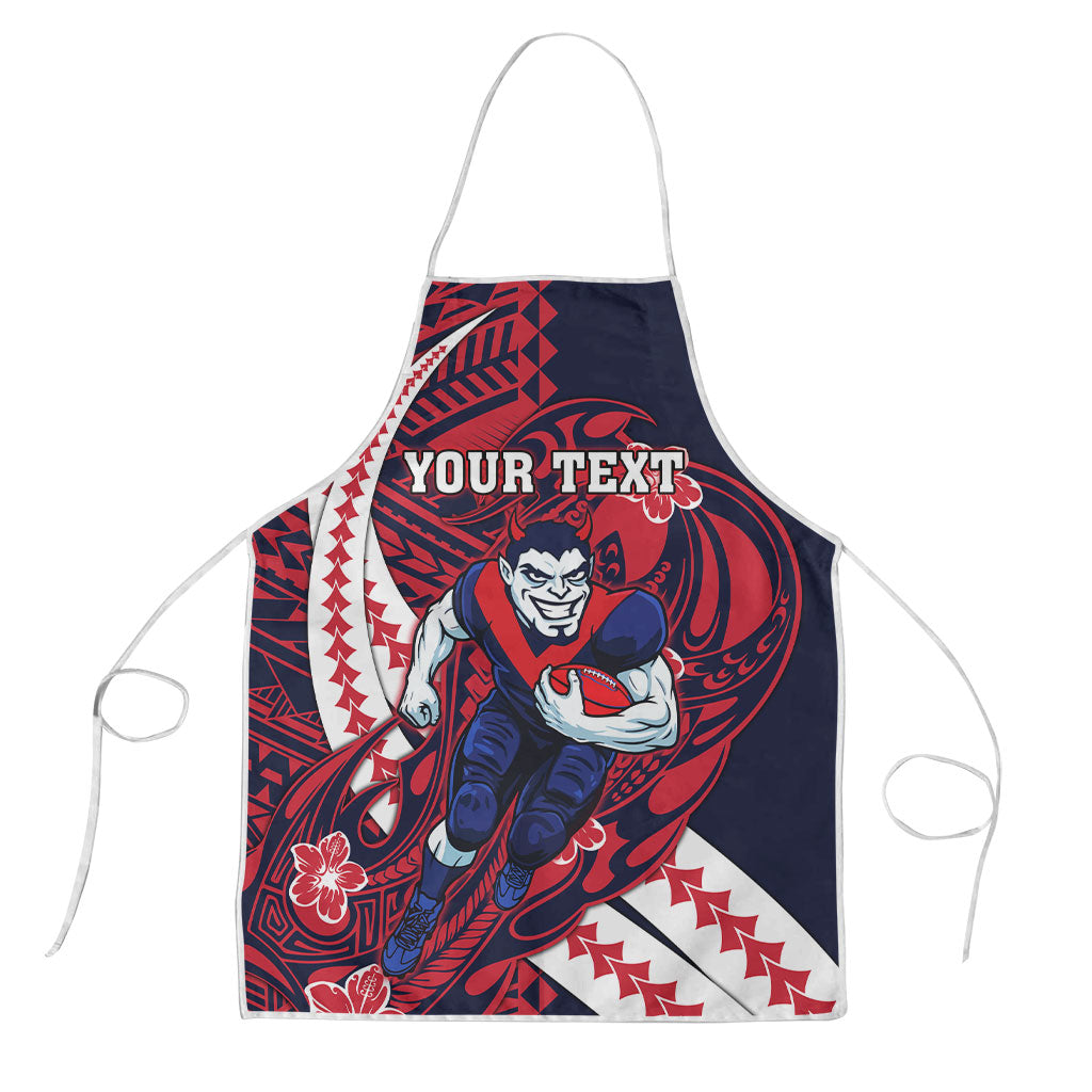 Personalized Melbourne Demons Apron Polynesian Tribal Demon Mascot With Hibiscus Floral Art