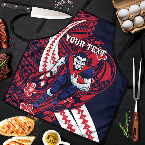 Personalized Melbourne Demons Apron Polynesian Tribal Demon Mascot With Hibiscus Floral Art