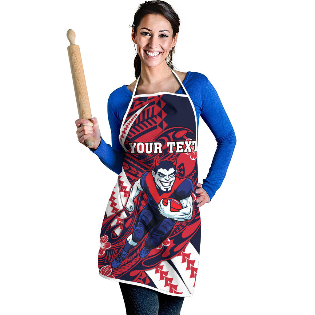 Personalized Melbourne Demons Apron Polynesian Tribal Demon Mascot With Hibiscus Floral Art