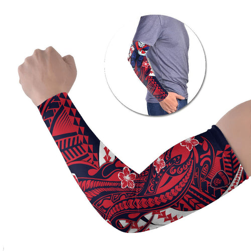 Personalized Melbourne Demons Arm Sleeves Polynesian Tribal Demon Mascot With Hibiscus Floral Art