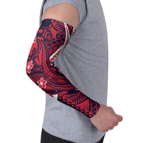 Personalized Melbourne Demons Arm Sleeves Polynesian Tribal Demon Mascot With Hibiscus Floral Art
