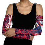 Personalized Melbourne Demons Arm Sleeves Polynesian Tribal Demon Mascot With Hibiscus Floral Art