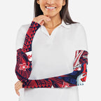 Personalized Melbourne Demons Arm Sleeves Polynesian Tribal Demon Mascot With Hibiscus Floral Art