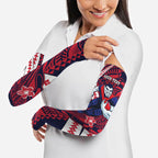 Personalized Melbourne Demons Arm Sleeves Polynesian Tribal Demon Mascot With Hibiscus Floral Art