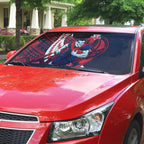 Personalized Melbourne Demons Auto Sun Shade Polynesian Tribal Demon Mascot With Hibiscus Floral Art