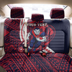 Personalized Melbourne Demons Back Car Seat Cover Polynesian Tribal Demon Mascot With Hibiscus Floral Art