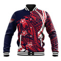 Personalized Melbourne Demons Baseball Jacket Polynesian Tribal Demon Mascot With Hibiscus Floral Art
