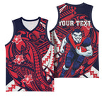 Personalized Melbourne Demons Basketball Jersey Polynesian Tribal Demon Mascot With Hibiscus Floral Art