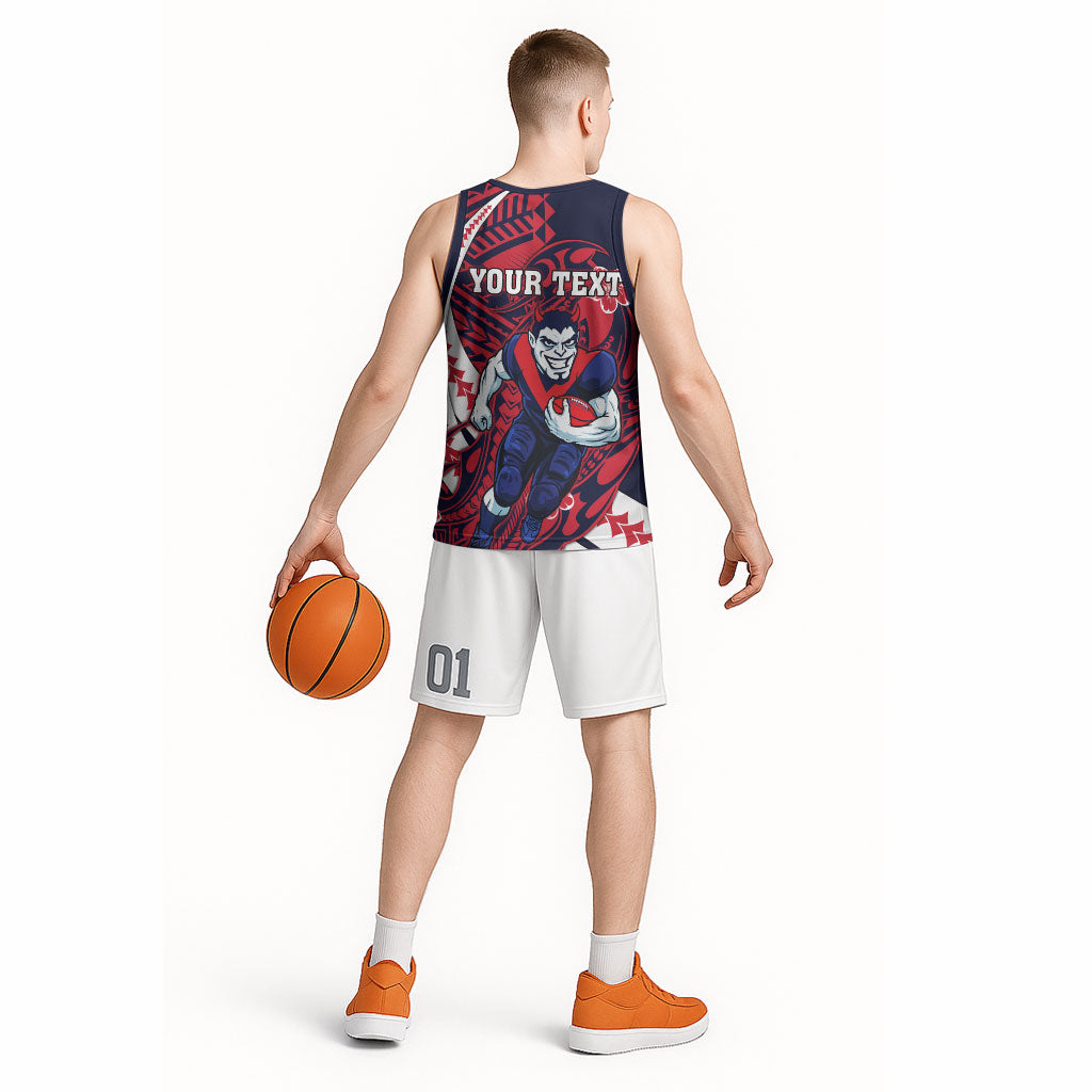 Personalized Melbourne Demons Basketball Jersey Polynesian Tribal Demon Mascot With Hibiscus Floral Art