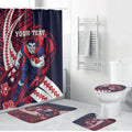 Personalized Melbourne Demons Bathroom Set Polynesian Tribal Demon Mascot With Hibiscus Floral Art