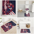 Personalized Melbourne Demons Bathroom Set Polynesian Tribal Demon Mascot With Hibiscus Floral Art