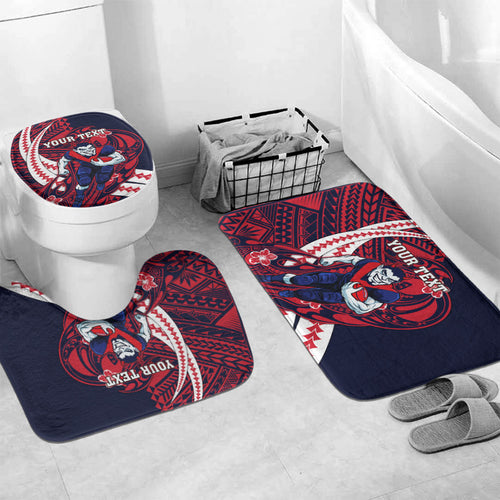 Personalized Melbourne Demons Bathroom Set Polynesian Tribal Demon Mascot With Hibiscus Floral Art