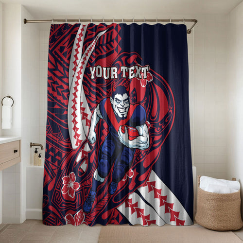 Personalized Melbourne Demons Bathroom Set Polynesian Tribal Demon Mascot With Hibiscus Floral Art