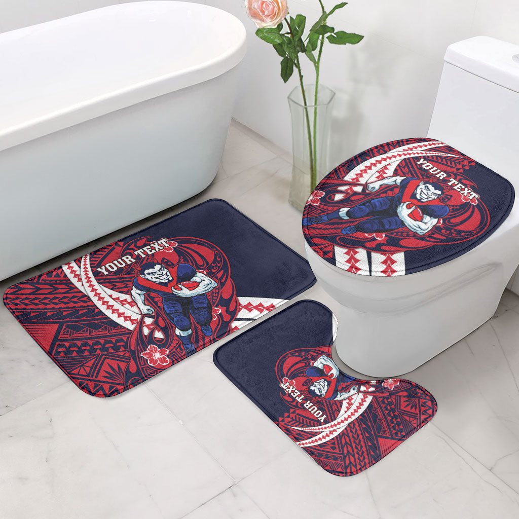 Personalized Melbourne Demons Bathroom Set Polynesian Tribal Demon Mascot With Hibiscus Floral Art