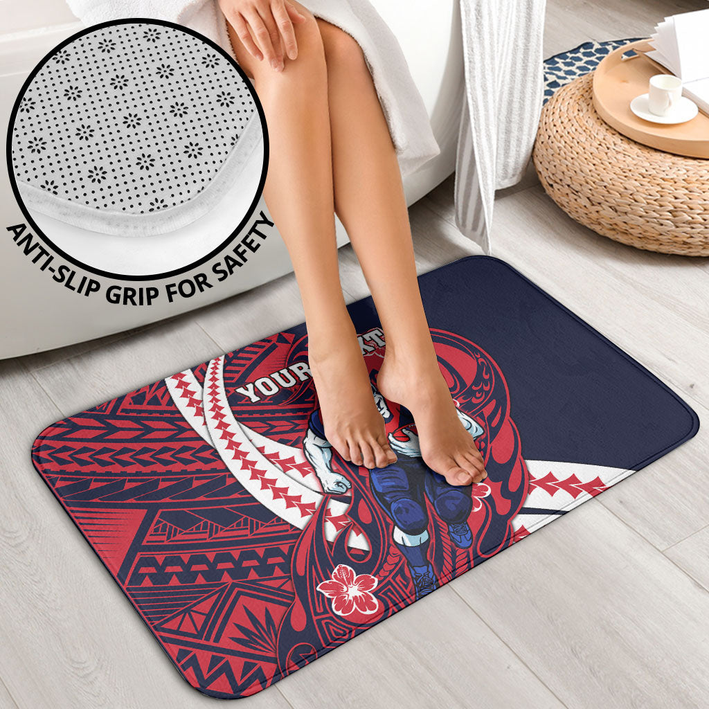 Personalized Melbourne Demons Bathroom Set Polynesian Tribal Demon Mascot With Hibiscus Floral Art