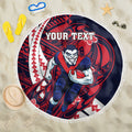 Personalized Melbourne Demons Beach Blanket Polynesian Tribal Demon Mascot With Hibiscus Floral Art