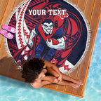 Personalized Melbourne Demons Beach Blanket Polynesian Tribal Demon Mascot With Hibiscus Floral Art
