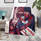 Personalized Melbourne Demons Blanket Polynesian Tribal Demon Mascot With Hibiscus Floral Art