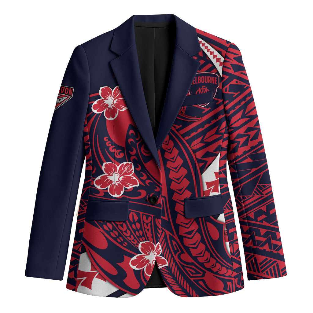 Personalized Melbourne Demons Blazer Polynesian Tribal Demon Mascot With Hibiscus Floral Art