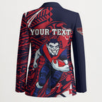 Personalized Melbourne Demons Blazer Polynesian Tribal Demon Mascot With Hibiscus Floral Art