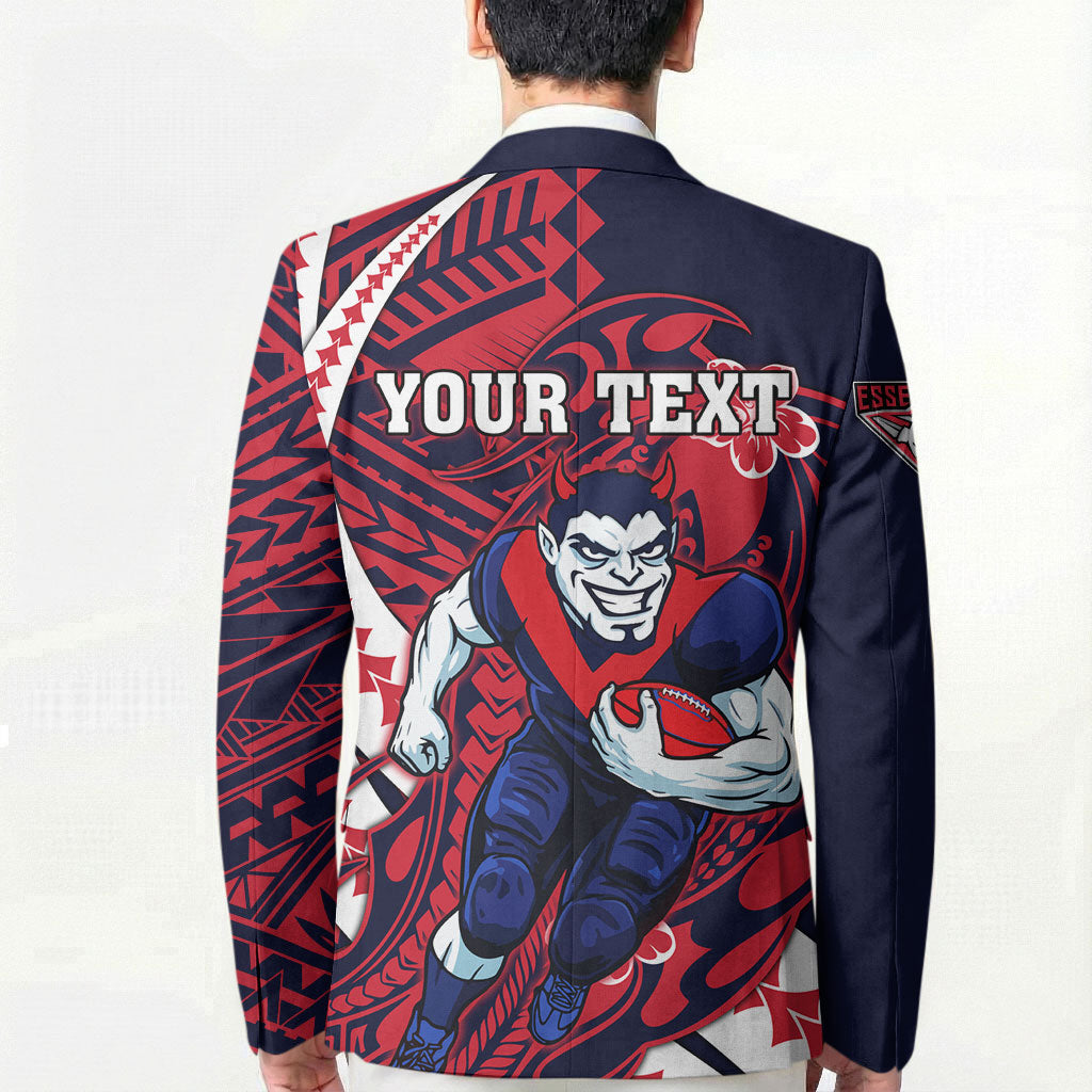 Personalized Melbourne Demons Blazer Polynesian Tribal Demon Mascot With Hibiscus Floral Art