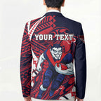 Personalized Melbourne Demons Blazer Polynesian Tribal Demon Mascot With Hibiscus Floral Art