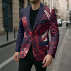 Personalized Melbourne Demons Blazer Polynesian Tribal Demon Mascot With Hibiscus Floral Art