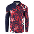 Personalized Melbourne Demons Button Sweatshirt Polynesian Tribal Demon Mascot With Hibiscus Floral Art