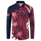 Personalized Melbourne Demons Button Sweatshirt Polynesian Tribal Demon Mascot With Hibiscus Floral Art