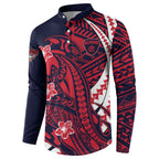 Personalized Melbourne Demons Button Sweatshirt Polynesian Tribal Demon Mascot With Hibiscus Floral Art