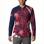 Personalized Melbourne Demons Button Sweatshirt Polynesian Tribal Demon Mascot With Hibiscus Floral Art
